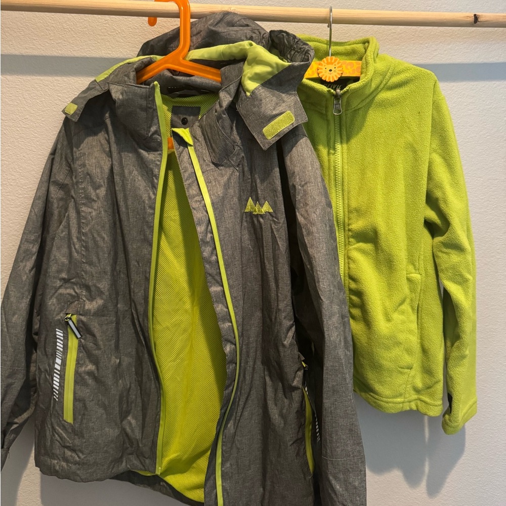 Kids Gray and Green Raincoat Set